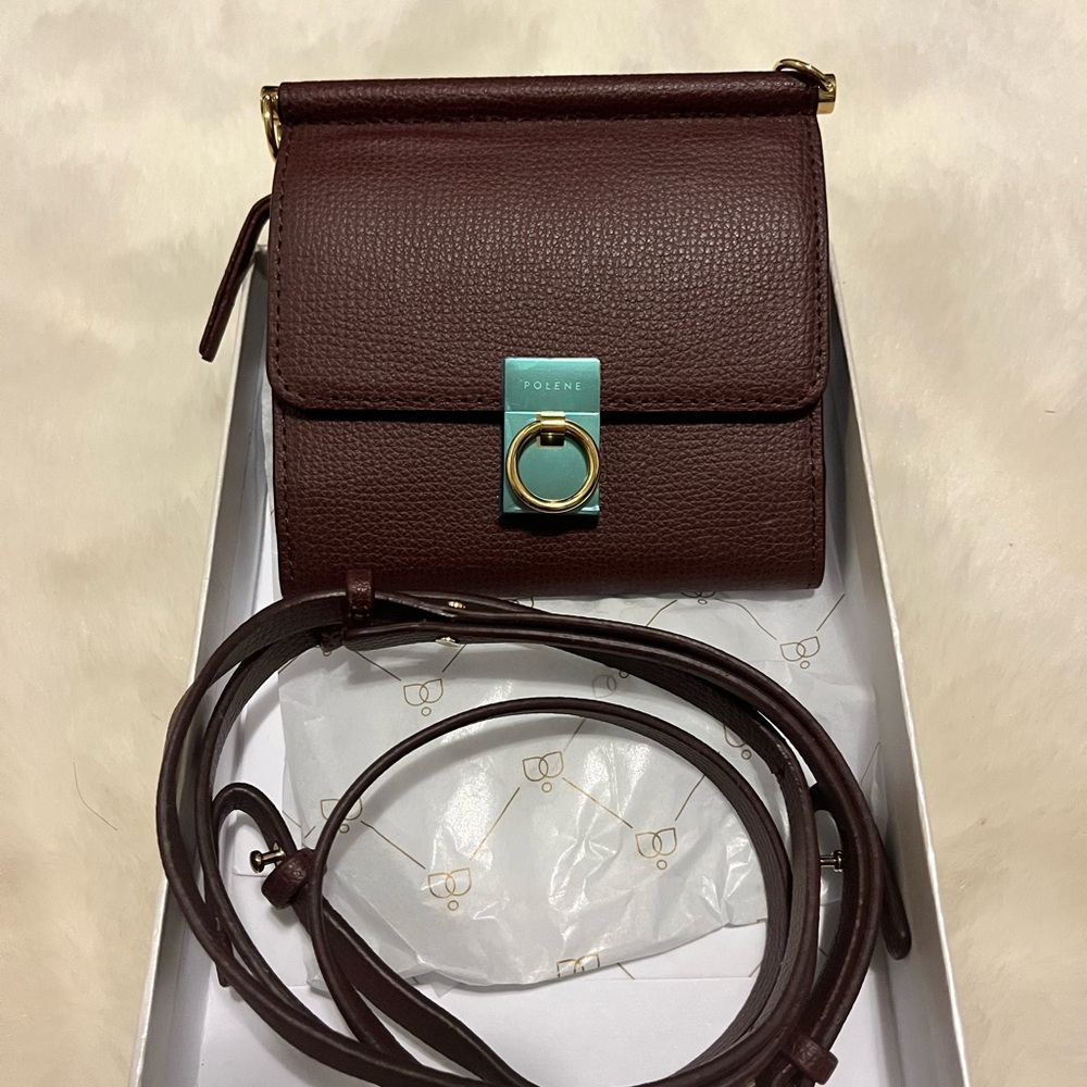 BNIB Polene Numéro Sept Crossbody Wallet - Burgundy Colour - Picture 5 of 5